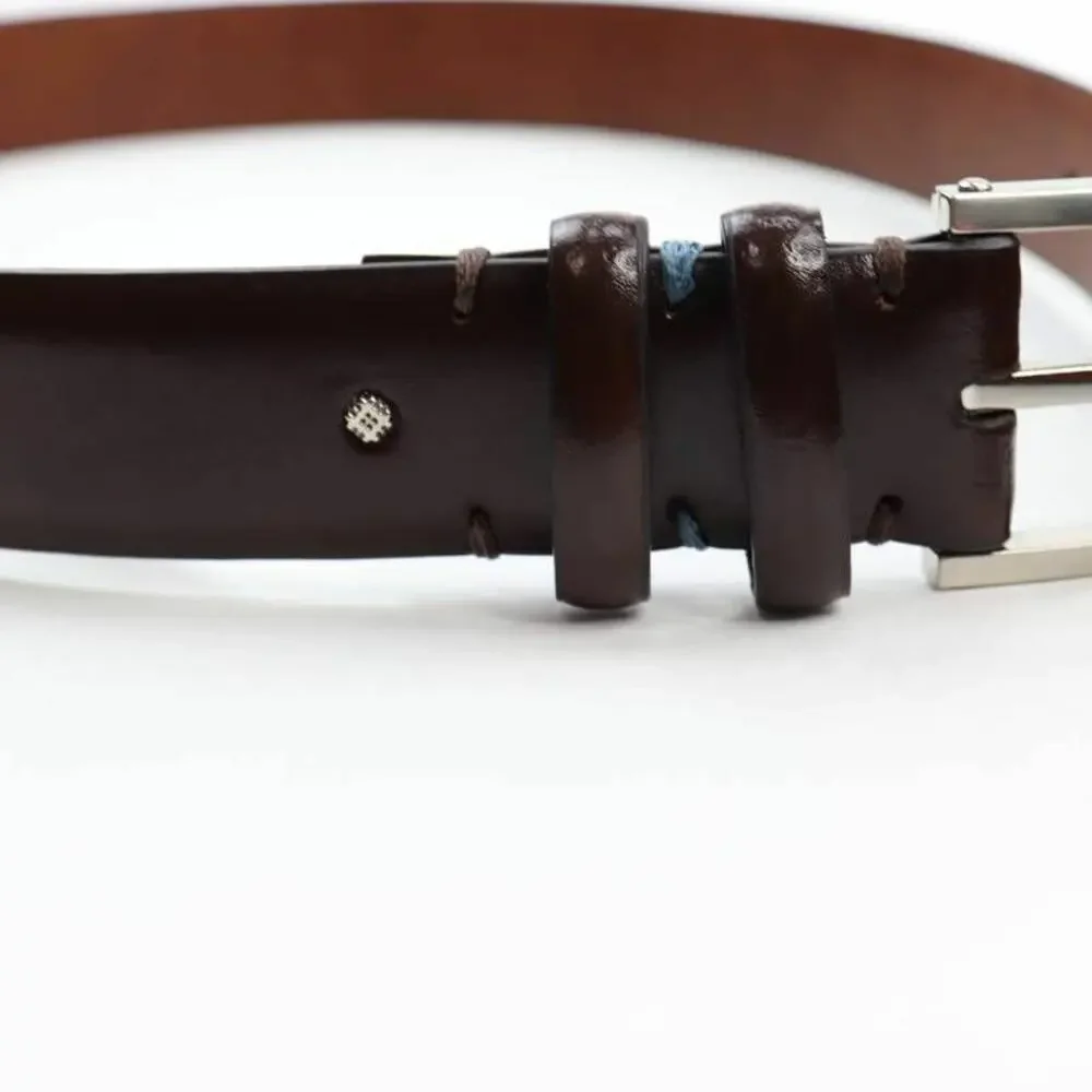 Randa Accessories Mens Double Loop Dress Belt Brown Leather Career S‎ 30-32 New